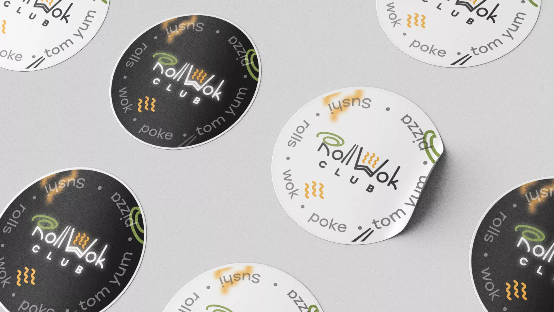 Разработка дизайна наклеек для суши-бара «Roll Wok Club» в Сафоново Разработка наклеек для суши-бара «Roll Wok Club» в Сафоново